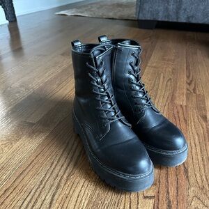 Steve Madden Black Leather Combat Boots